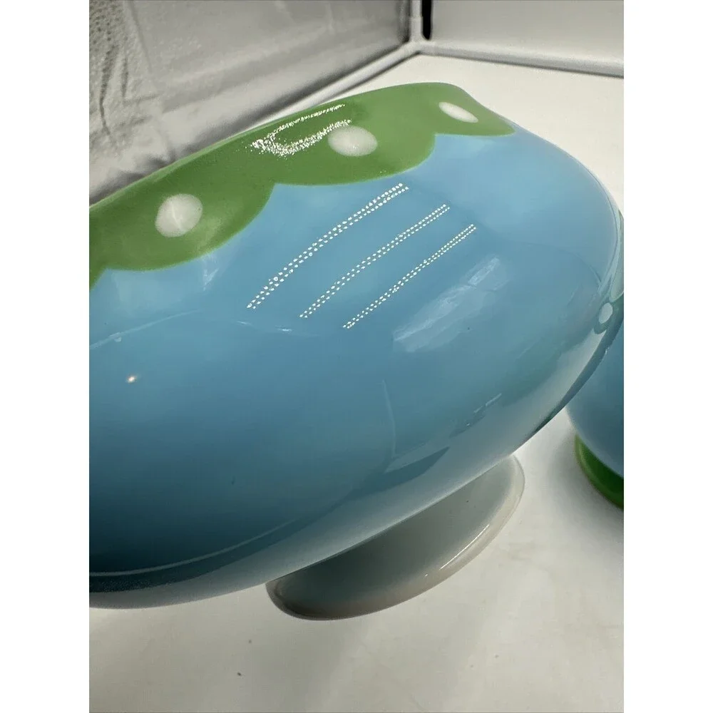 Retro Jonathan Adler Happy Home 2004 Ice Cream Parlour Bowl and Parfait Mug Blue